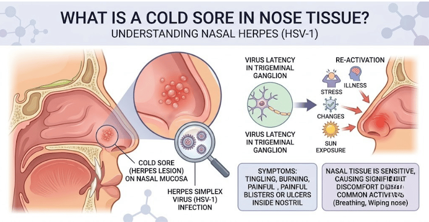 What Is a Cold Sore in Nose Tissue? 